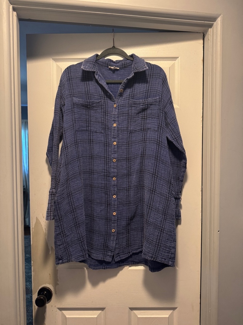 easel Blue Plaid Button-Front Shirt